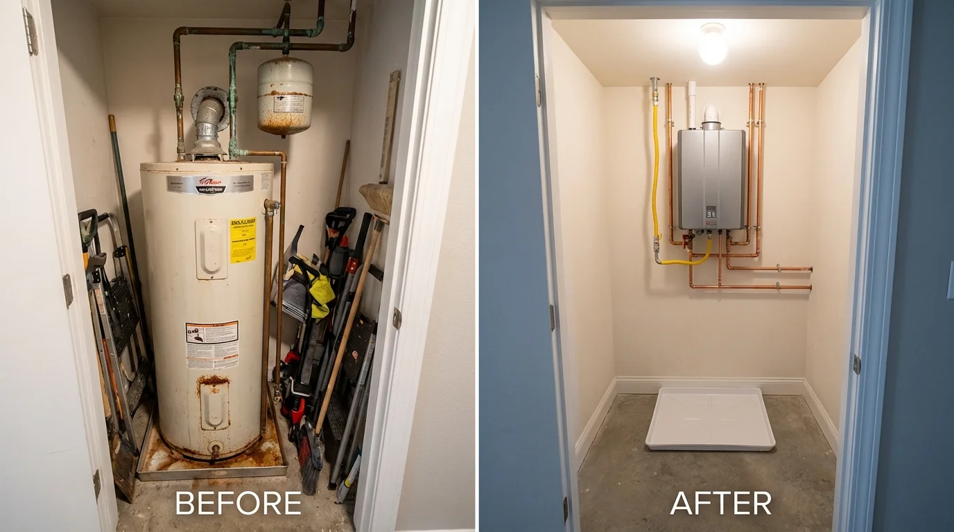 Tank water heater versus wall-mounted tankless unit comparison for Franklinville, NY homeowners